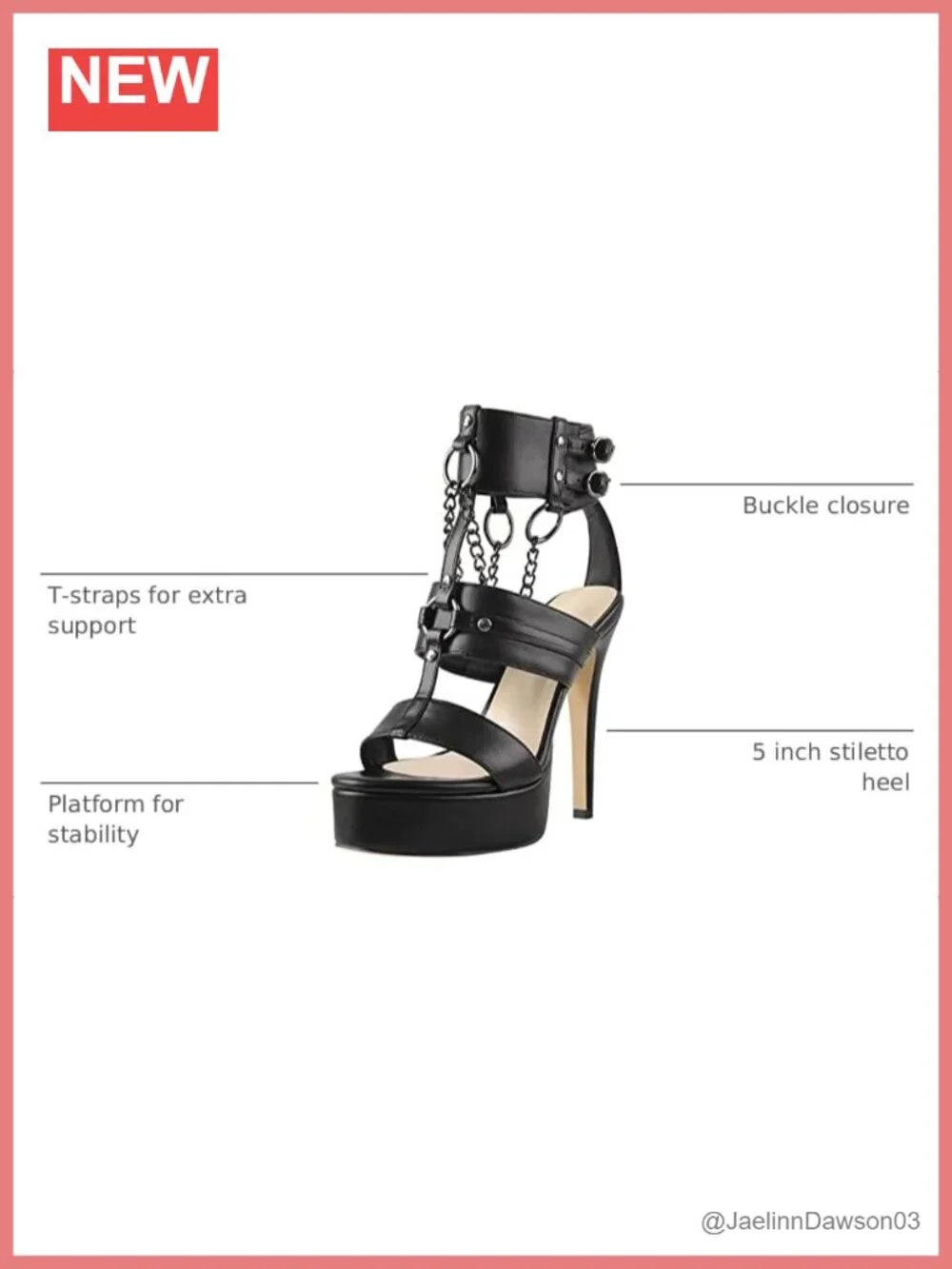 Strappy Platform Stiletto Heels Ankle Buckle Chain Studded Sandals Punk Gothic